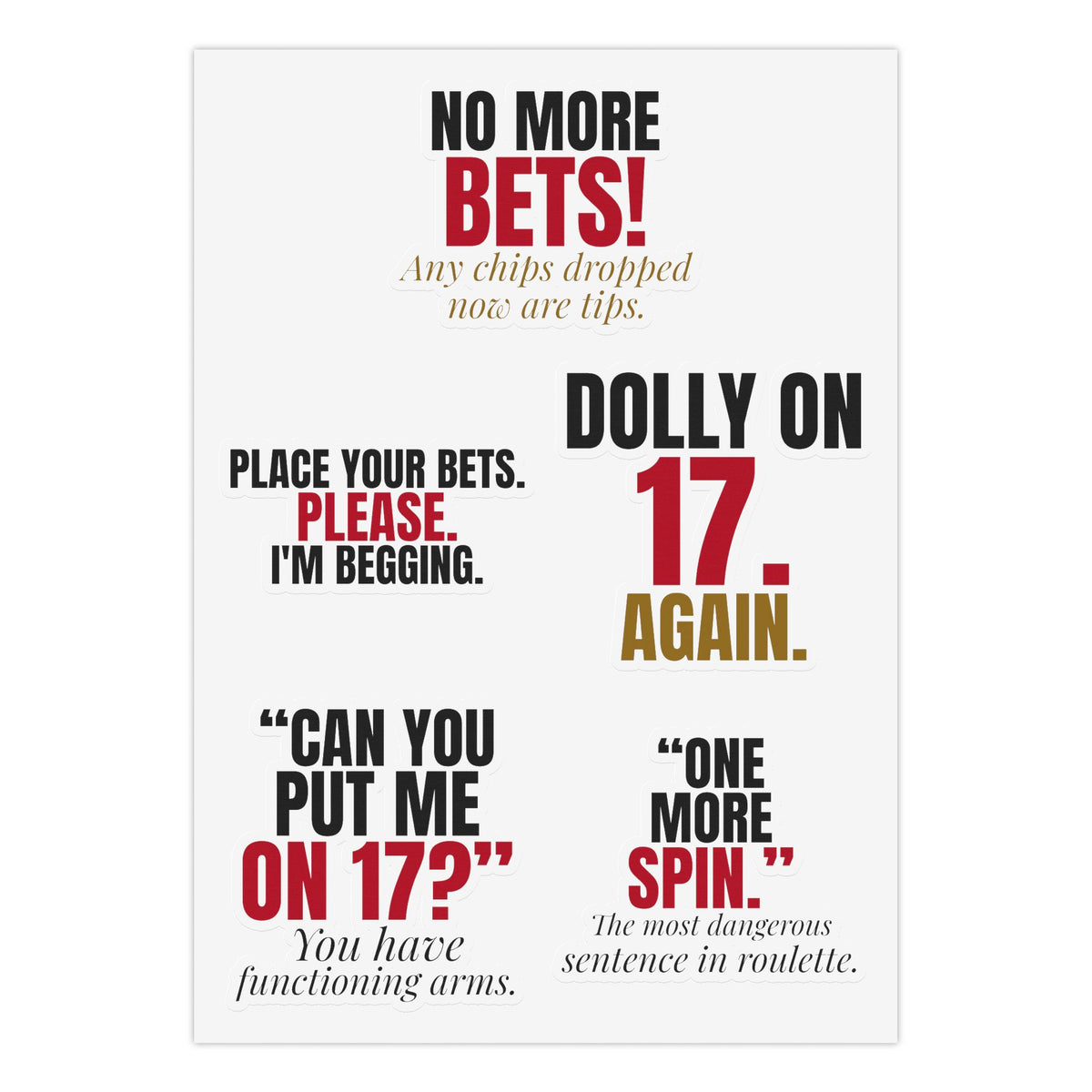 Dealer's Call — Roulette Sticker Sheet