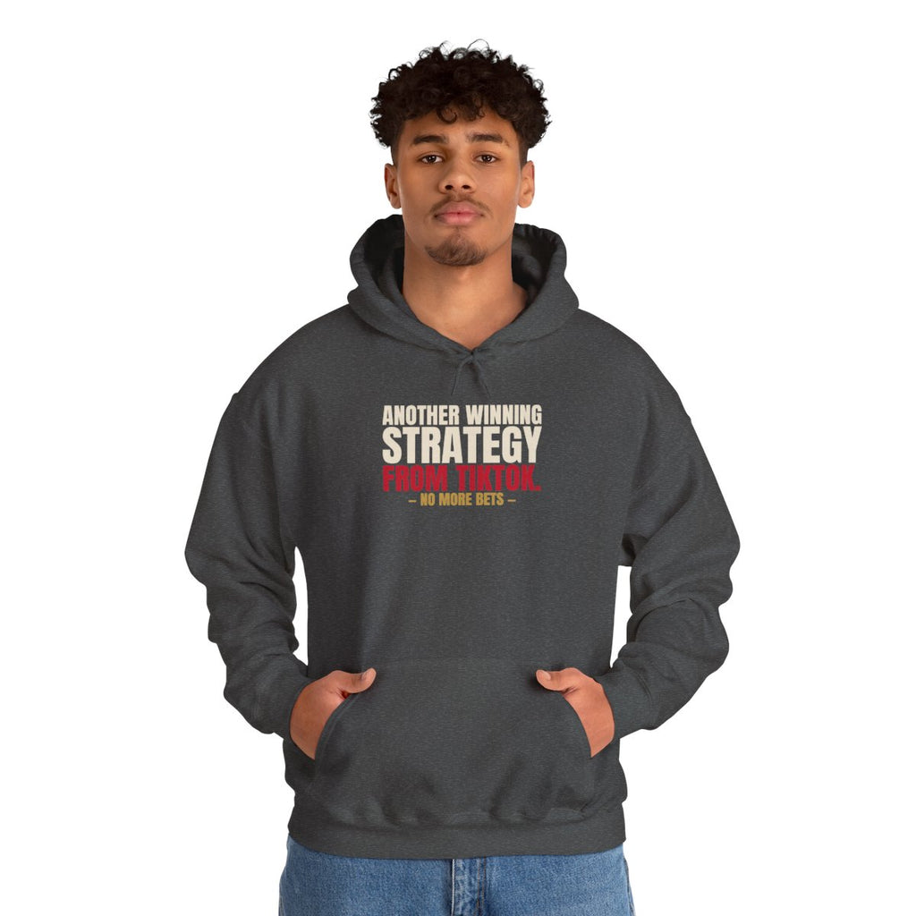 Another Winning Strategy From TikTok. — Roulette Hoodie (Dark Heather, worn, front)