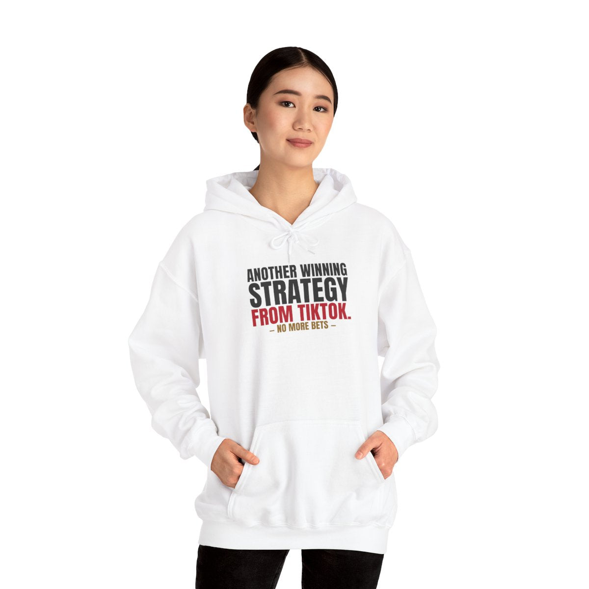 Another Winning Strategy From TikTok. — Roulette Hoodie (White, worn, front)