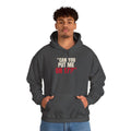 "Can You Put Me on 17?" — Roulette Hoodie (Dark Heather, worn, front)