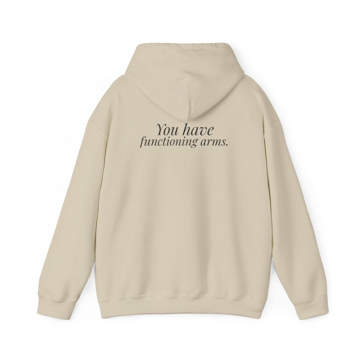 "Can You Put Me on 17?" — Roulette Hoodie (Sand, back)