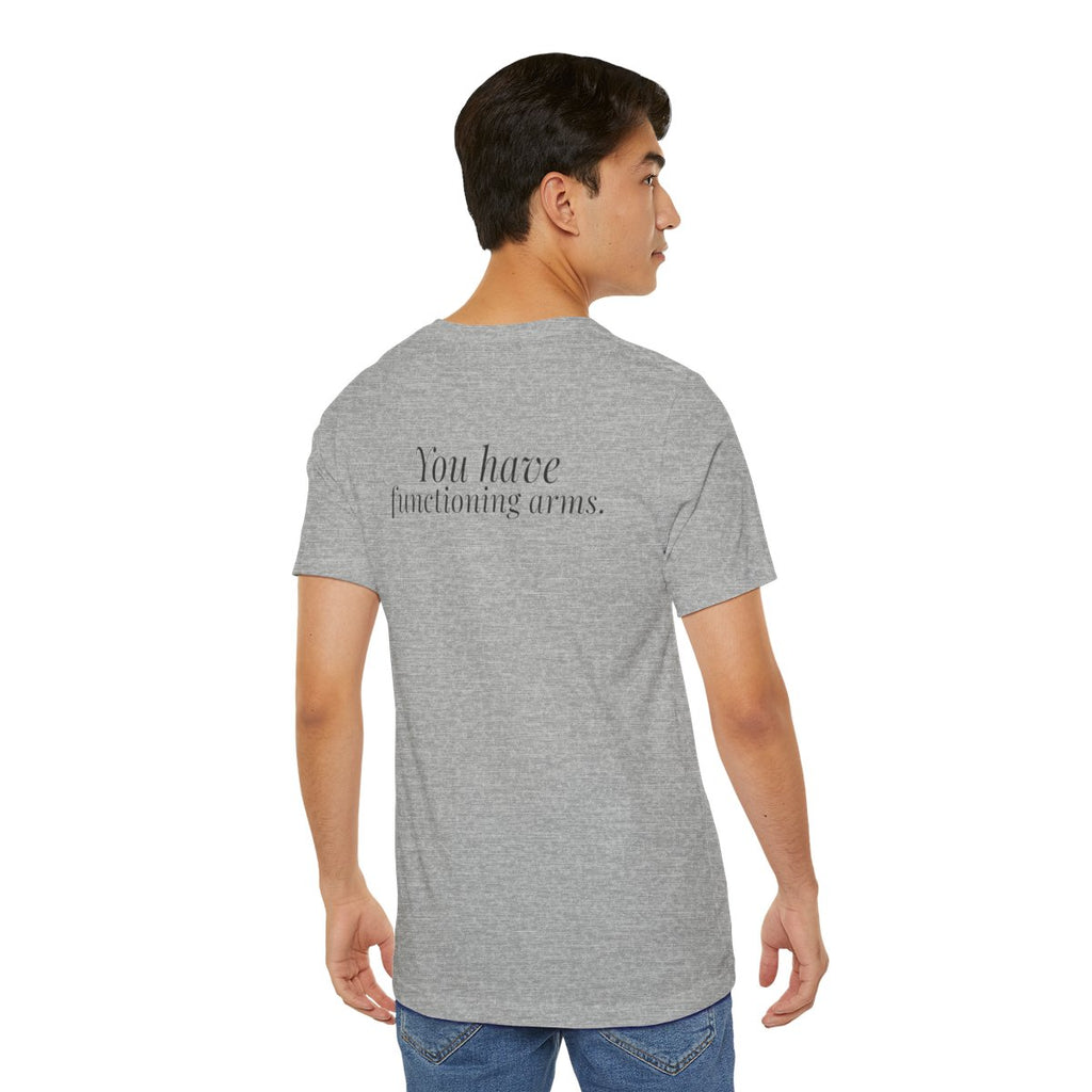 "Can You Put Me on 17?" — Roulette Tee (Athletic Heather, worn, back)