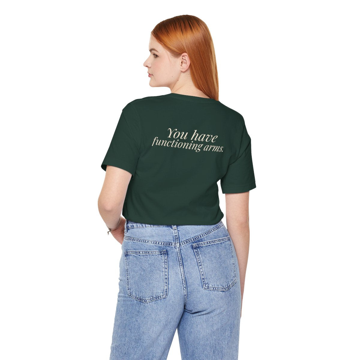 "Can You Put Me on 17?" — Roulette Tee (Forest, worn, back)