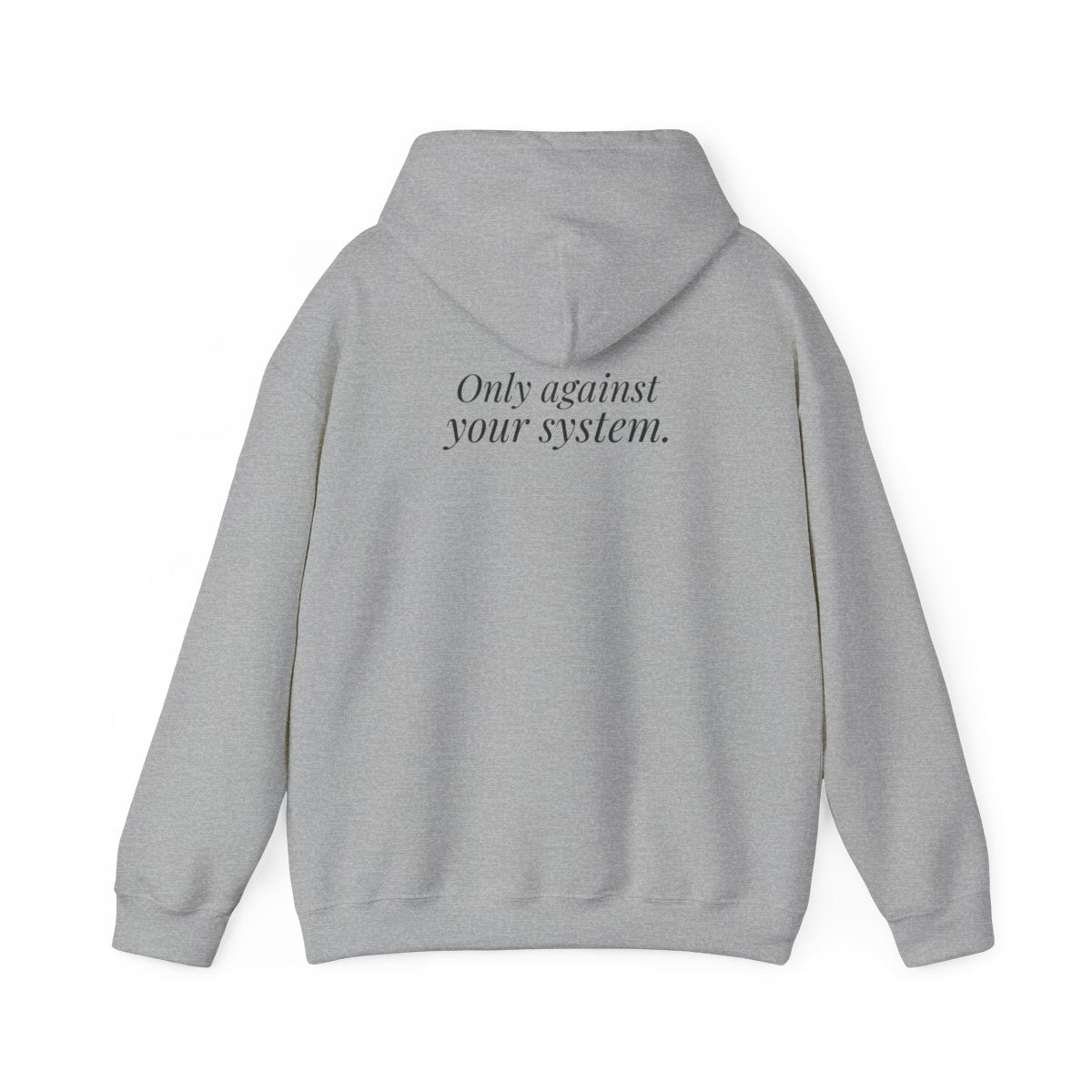 "Is the Wheel Rigged?" — Roulette Hoodie (Sport Grey, back)