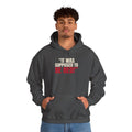 "It Was Supposed to Be Red!" — Roulette Hoodie (Dark Heather, worn, front)