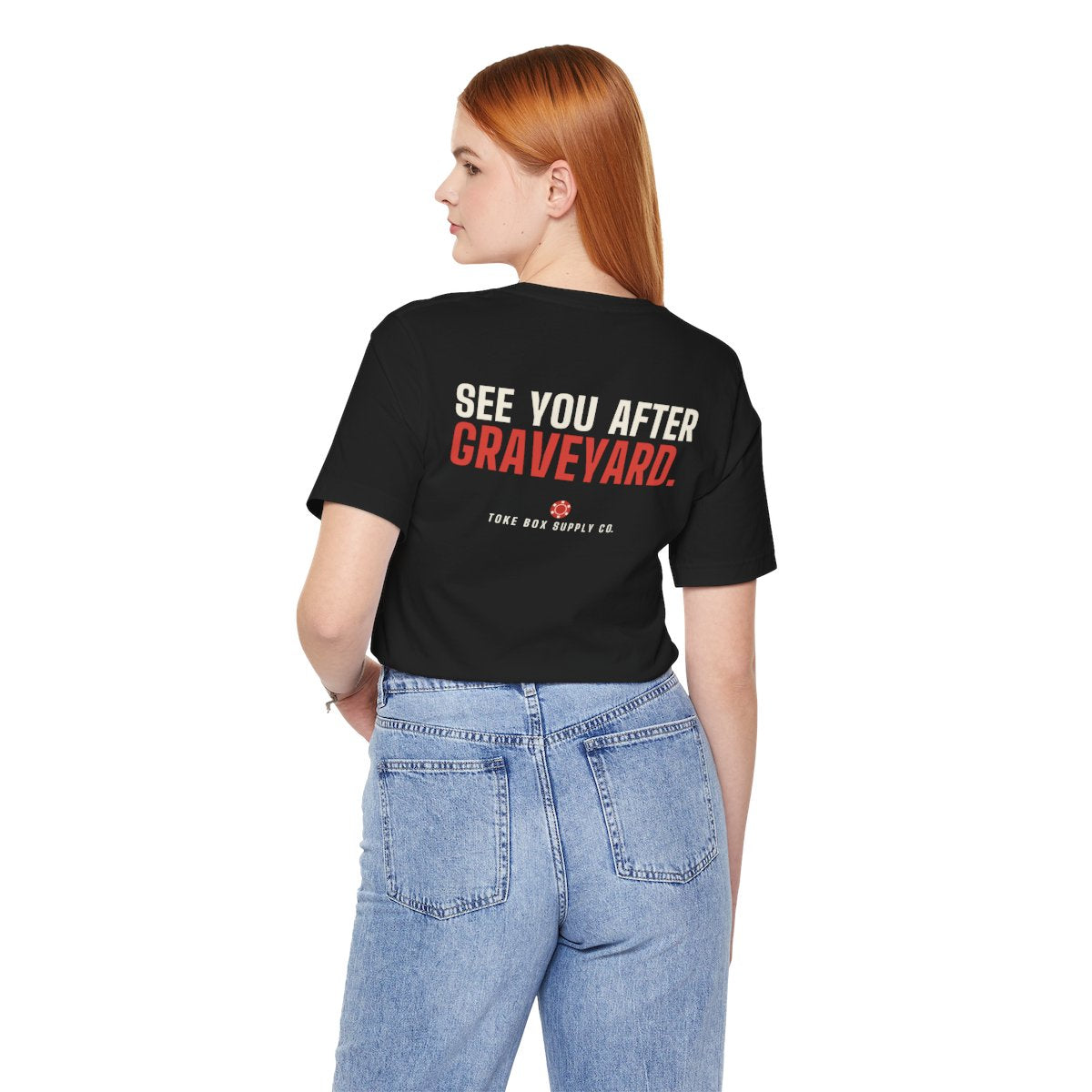Married to a Dealer tee worn by a person, back