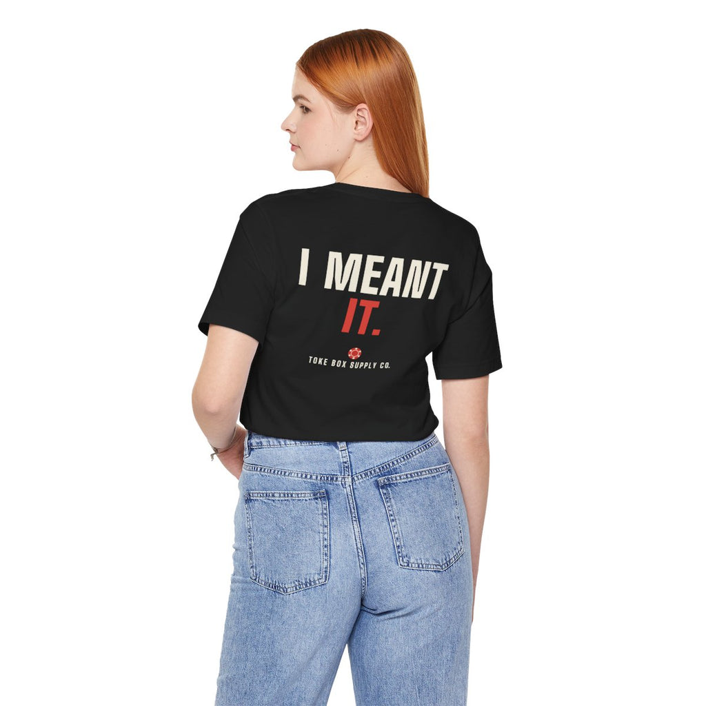 No More Bets tee worn by a person, back