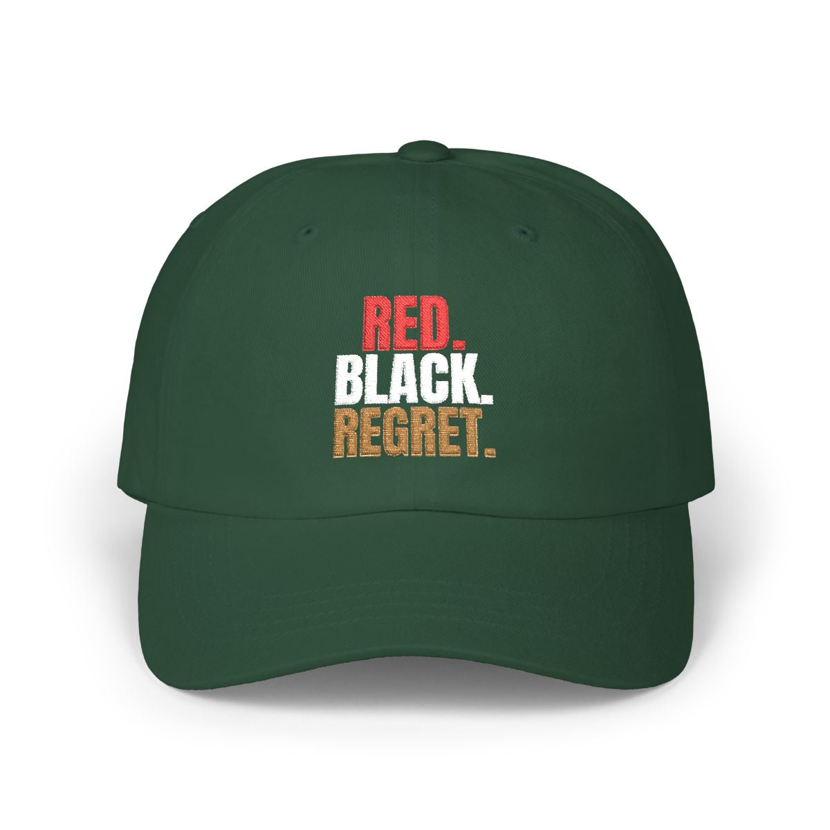 Red. Black. Regret. — Roulette Cap (Spruce, front)