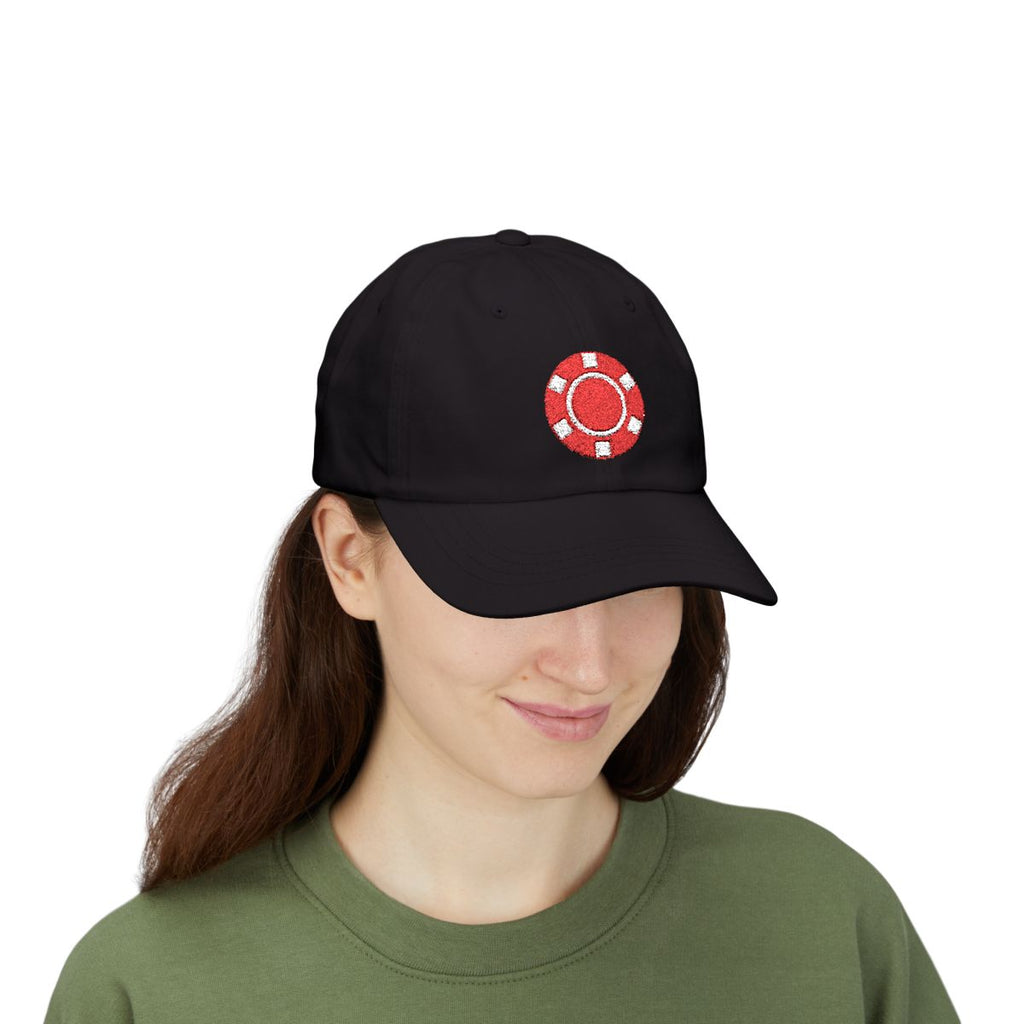 Toke Box chip cap worn by a person