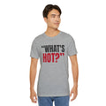 "What's Hot?" — Roulette Tee (Athletic Heather, worn, front)