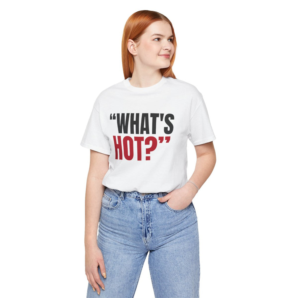 "What's Hot?" — Roulette Tee (White, worn, front)
