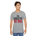 You Could've Bet Red. — Roulette Tee (Athletic Heather, worn, front)